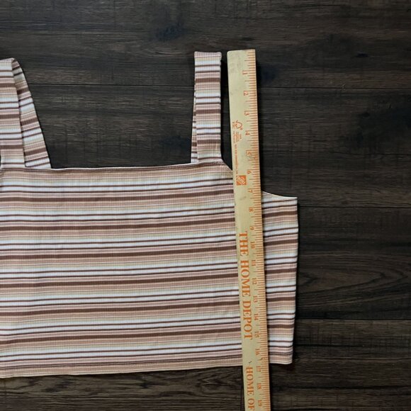 American Eagle Women's cropped ribbed tank top Striped Pink Ivory Size XXL - Picture 6 of 7